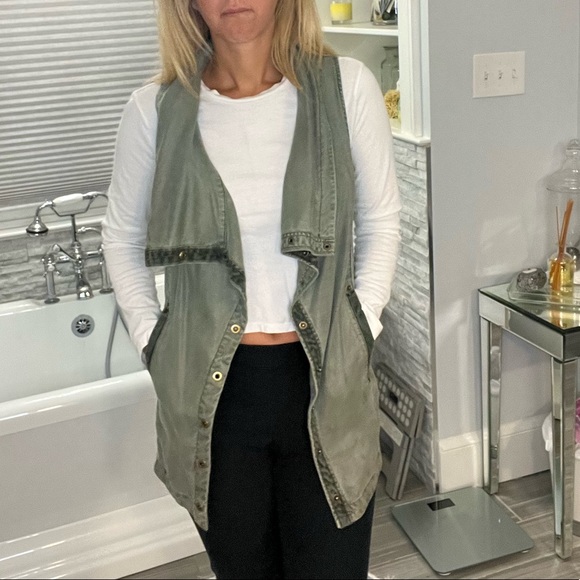 Marrakech Anthropologie Green Drapey Vest Small - Picture 3 of 8